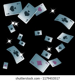 Casino Playing Cards are falling down. Playing Cards rain. Vector illustration