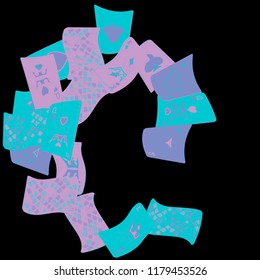 Casino Playing Cards are falling down. Playing Cards rain. Vector illustration