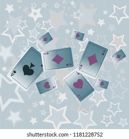 Casino Playing Cards are falling down. Playing Cards rain. Vector illustration