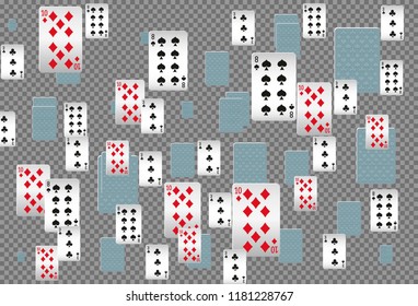 Casino Playing Cards are falling down. Playing Cards rain. Vector illustration