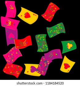 Casino Playing Cards are falling down. Playing Cards rain. Vector illustration