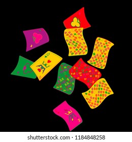 Casino Playing Cards are falling down. Playing Cards rain. Vector illustration