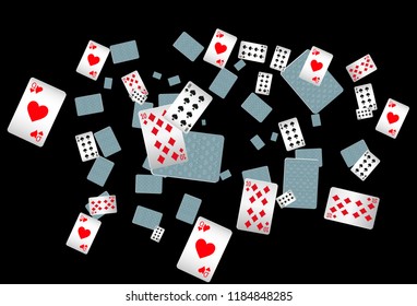 Casino Playing Cards are falling down. Playing Cards rain. Vector illustration