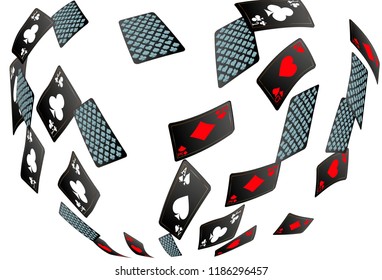 Casino Playing Cards are falling down. Playing Cards rain. Vector illustration
