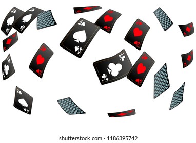 Casino Playing Cards are falling down. Playing Cards rain. Vector illustration