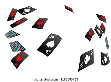 Casino Playing Cards are falling down. Playing Cards rain. Vector illustration