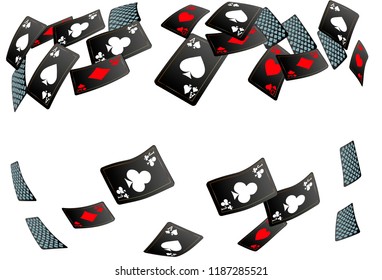 Casino Playing Cards are falling down. Playing Cards rain. Vector illustration