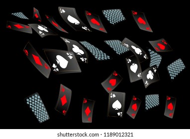 Casino Playing Cards are falling down. Playing Cards rain. Vector illustration