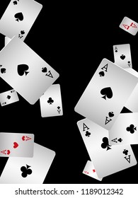 Casino Playing Cards are falling down. Playing Cards rain. Vector illustration