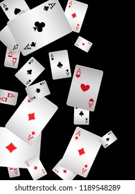 Casino Playing Cards are falling down. Playing Cards rain. Vector illustration