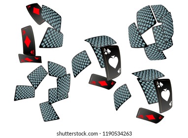 Casino Playing Cards are falling down. Playing Cards rain. Vector illustration