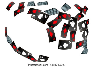 Casino Playing Cards are falling down. Playing Cards rain. Vector illustration