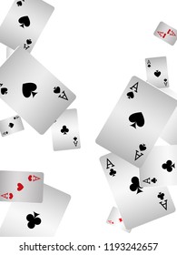 Casino Playing Cards are falling down. Playing Cards rain. Vector illustration