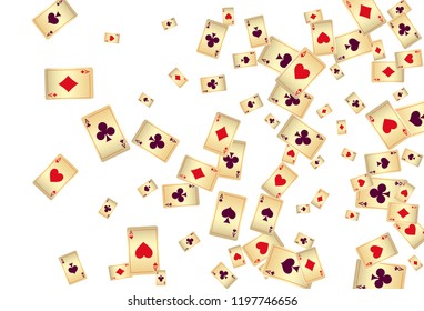 Casino Playing Cards are falling down. Vector illustration in vintage style.