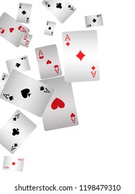 Casino Playing Cards are falling down. Playing Cards rain. Vector illustration