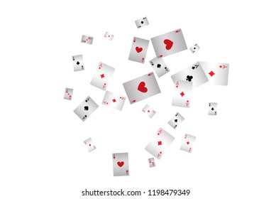Casino Playing Cards are falling down. Playing Cards rain. Vector illustration