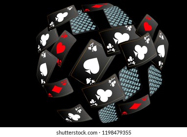 Casino Playing Cards are falling down. Playing Cards rain. Vector illustration
