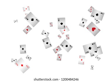 Casino Playing Cards are falling down. Playing Cards rain. Vector illustration