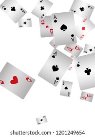 Casino Playing Cards are falling down. Playing Cards rain. Vector illustration