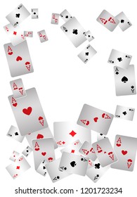 Casino Playing Cards are falling down. Playing Cards rain. Vector illustration