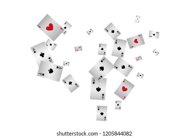 Casino Playing Cards are falling down. Playing Cards rain. Vector illustration