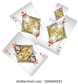 Casino Playing Cards are falling down. Playing Cards rain. Vector illustration