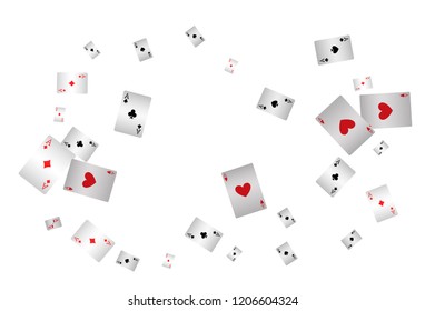 Casino Playing Cards are falling down. Playing Cards rain. Vector illustration