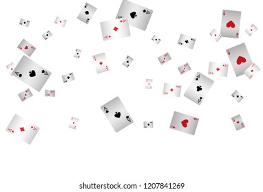 Casino Playing Cards are falling down. Playing Cards rain. Vector illustration