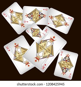 Casino Playing Cards are falling down. Playing Cards rain. Vector illustration