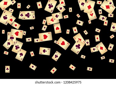 Casino Playing Cards are falling down. Playing Cards rain. Vector illustration