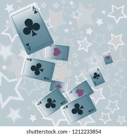Casino Playing Cards are falling down. Playing Cards rain. Vector illustration