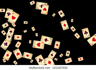 Casino Playing Cards are falling down. Vector illustration in vintage style.