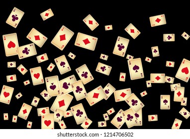 Casino Playing Cards are falling down. Vector illustration in vintage style.