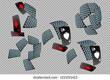 Casino Playing Cards are falling down. Playing Cards rain. Vector illustration