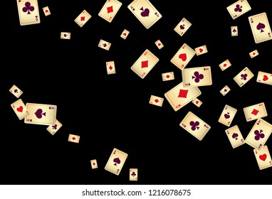 Casino Playing Cards are falling down. Vector illustration in vintage style.