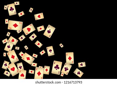 Casino Playing Cards are falling down. Vector illustration in vintage style.