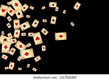 Casino Playing Cards are falling down. Vector illustration in vintage style.