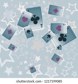 Casino Playing Cards are falling down. Playing Cards rain. Vector illustration