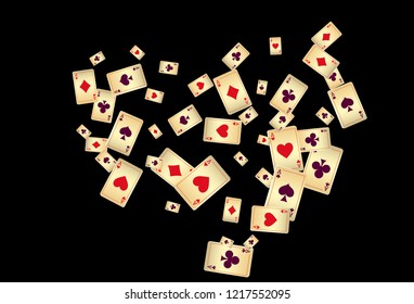 Casino Playing Cards are falling down. Playing Cards rain. Vector illustration