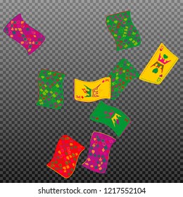 Casino Playing Cards are falling down. Playing Cards rain. Vector illustration