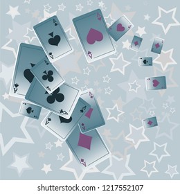 Casino Playing Cards are falling down. Playing Cards rain. Vector illustration