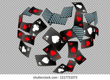 Casino Playing Cards are falling down. Playing Cards rain. Vector illustration