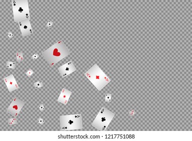 Casino Playing Cards are falling down. Playing Cards rain. Vector illustration