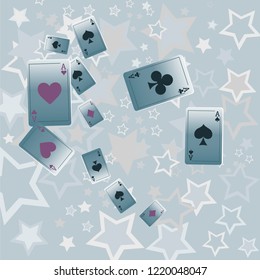 Casino Playing Cards are falling down. Playing Cards rain. Vector illustration
