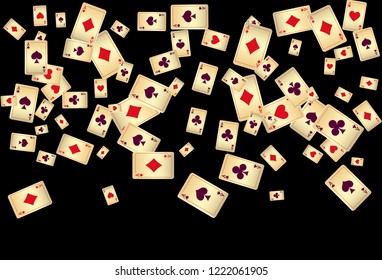Casino Playing Cards are falling down. Playing Cards rain. Vector illustration
