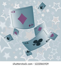 Casino Playing Cards are falling down. Playing Cards rain. Vector illustration