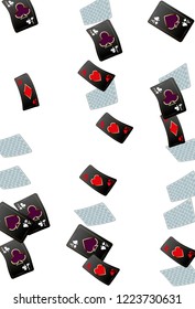 Casino Playing Cards are falling down. Playing Cards rain. Vector illustration