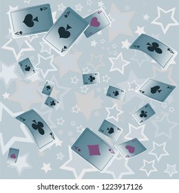 Casino Playing Cards are falling down. Playing Cards rain. Vector illustration