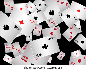Casino Playing Cards are falling down. Playing Cards rain. Vector illustration