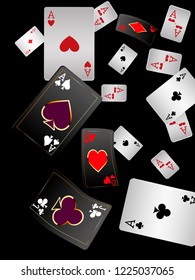 Casino Playing Cards are falling down. Playing Cards rain. Vector illustration